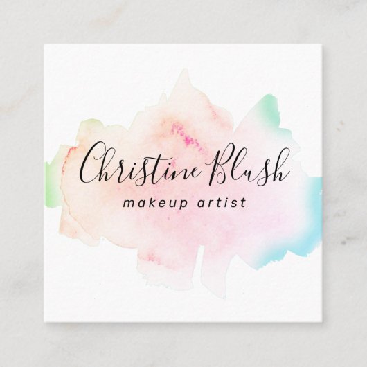 Carte De Visite Carré Simple couleur pastel Aquarelle Splash MUA (Devant)