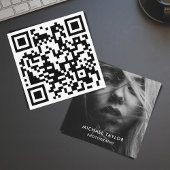 Carte De Visite Carré Simple Custom Modern Social Media QR Code Photo