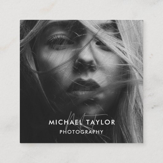 Carte De Visite Carré Simple Custom Modern Social Media QR Code Photo (Dos)