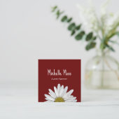 Carte De Visite Carré Simple Daisy Boho Red Burgundy Event Planner (Debout devant)
