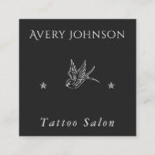 Carte De Visite Carré Simple Drad & Stars Tattoo Artist Salon Dark (Devant)