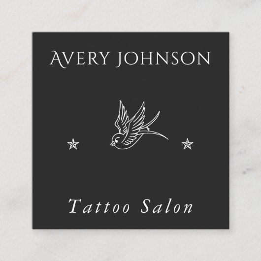 Carte De Visite Carré Simple Drad & Stars Tattoo Artist Salon Dark (Devant)