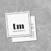 Carte De Visite Carré Simple Elegant BlackWhite Bold Monogram Consultant