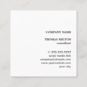 Carte De Visite Carré Simple Elegant Grey Bold Monogram Consultant (Dos)