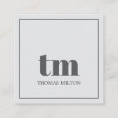 Carte De Visite Carré Simple Elegant Grey Bold Monogram Consultant (Devant)