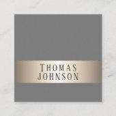 Carte De Visite Carré Simple Elégant Gris Faux Copper Stripe Consultant (Devant)