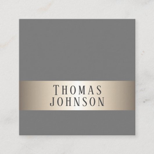 Carte De Visite Carré Simple Elégant Gris Faux Copper Stripe Consultant (Devant)