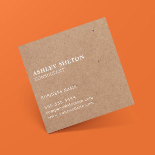 Carte De Visite Carré Simple Elegant IMPRIMÉ Kraft Paper Consultant Squa