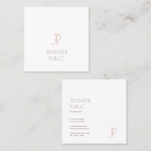 Carte De Visite Carré Simple Elegant Moderne Monogramme Design tendance (Devant / Derrière)