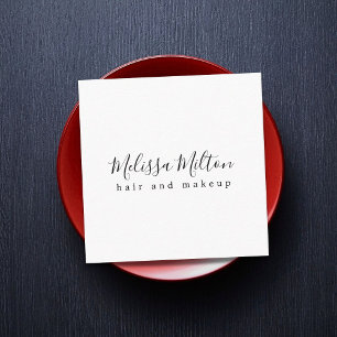 Carte De Visite Carré Simple Elégant noir blanc cheveux maquillage beaut