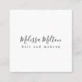 Carte De Visite Carré Simple Elégant noir blanc cheveux maquillage beaut (Devant)