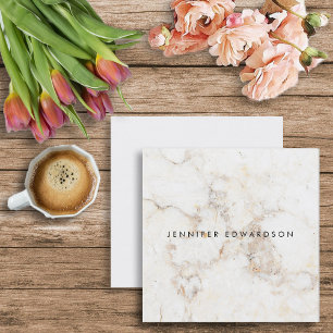 Carte De Visite Carré Simple élégant professionnel de marbre d'or blan