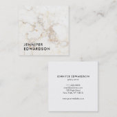 Carte De Visite Carré Simple élégant professionnel de marbre d'or blanc (Devant / Derrière)