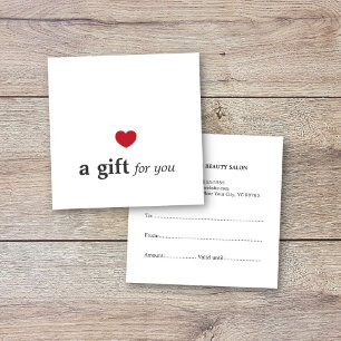 Carte De Visite Carré Simple élégant Red Heart White Beauty Salon