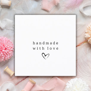 Carte De Visite Carré Simple fait à la main avec coeur d'amour Noir et