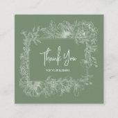 Carte De Visite Carré Simple Floral Feuille verte QR Code Merci (Devant)