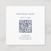 Carte De Visite Carré Simple Floral Line Muted Blue QR Code Thank You (Dos)