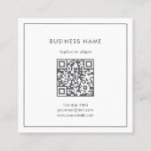 Carte De Visite Carré Simple ligne florale Art gris blanc QRCode Merci (Dos)