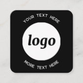 Carte De Visite Carré Simple Logo and Text QR Code Black Square Business (Devant)