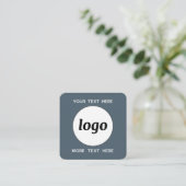 Carte De Visite Carré Simple Logo and Text QR Code Charcoal Gray (Debout devant)