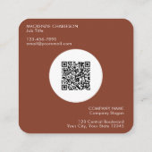 Carte De Visite Carré Simple Logo and Text QR Code Terracotta (Dos)