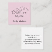 Carte De Visite Carré Simple maman bébé Elephant Heart Babysitter (Devant / Derrière)