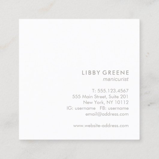 Carte De Visite Carré Simple mignonne Parties scintillant Or moderne Rés (Dos)