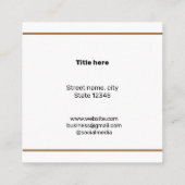 CARTE DE VISITE CARRÉ SIMPLE MINIMAL AJOUTER VOTRE LOGO TEXTE PERSONNALI (Dos)