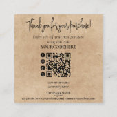 Carte De Visite Carré simple minimal script thank you for your order (Dos)