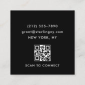 Carte De Visite Carré Simple Minimal Typography Black (Dos)