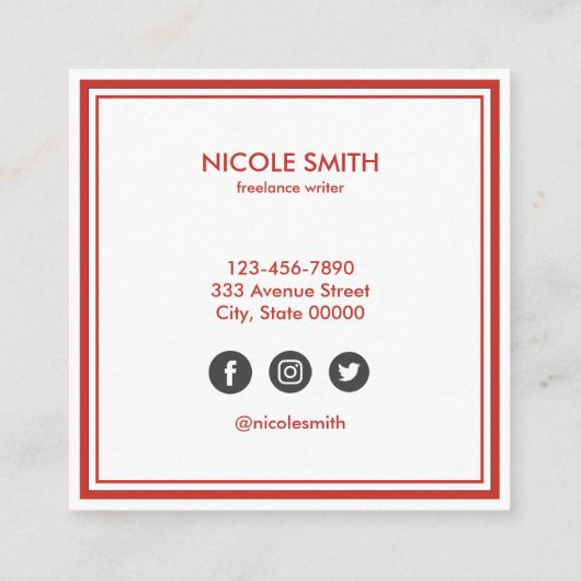 Carte De Visite Carré Simple minimaliste (Dos)