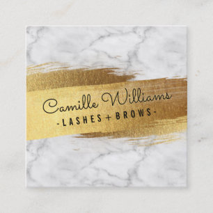 Carte De Visite Carré SIMPLE MINIMALISTE glam faux or brosse à papier ma