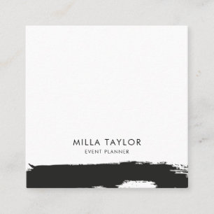 Carte De Visite Carré Simple minimaliste Moderne Noir & Blanc Art Brush