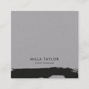 Carte De Visite Carré Simple minimaliste Moderne Noir & Blanc Art Brush