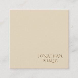 Carte De Visite Carré Simple Modèle minimaliste Moderne Design Beige