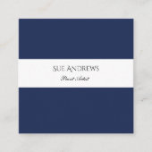 Carte De Visite Carré Simple Modern Navy Personalized Artist  (Devant)