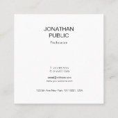 Carte De Visite Carré Simple moderne élégant design professionnel sobre (Dos)