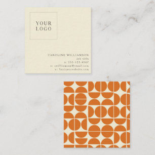 Carte De Visite Carré Simple Moderne Géométrique Orange Votre Logo Perso