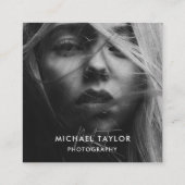 Carte De Visite Carré Simple moderne médias sociaux QR Code Photo Connec (Dos)