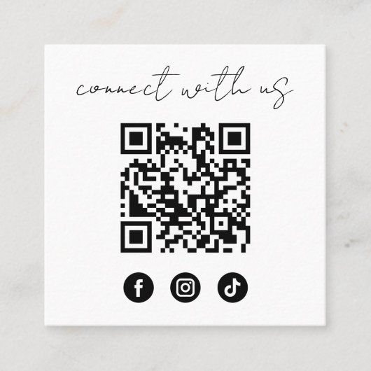 Carte De Visite Carré Simple moderne médias sociaux QR Code Photo Connec (Devant)
