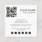 Carte De Visite Carré Simple moderne minima photo QR Code Social Media (Dos)