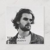 Carte De Visite Carré Simple moderne minima photo QR Code Social Media (Devant)