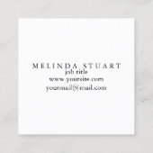 Carte De Visite Carré Simple moderne minimaliste chic (Dos)