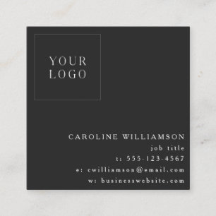 Carte De Visite Carré Simple Moderne Minimaliste Logo Professionnel Noir