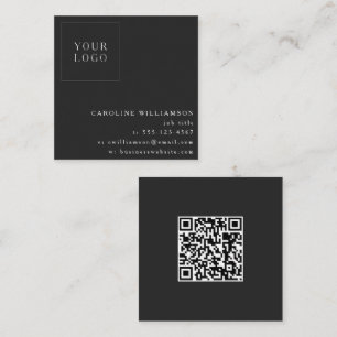 Carte De Visite Carré Simple Moderne Minimaliste Logo Professionnel QR N