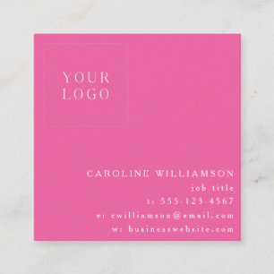 Carte De Visite Carré Simple Moderne Minimaliste Logo Professionnel Rose