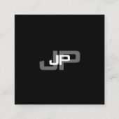 Carte De Visite Carré Simple moderne Monogramme noir blanc Modèle (Devant)