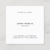 Carte De Visite Carré Simple moderne Monogramme noir blanc Modèle (Dos)