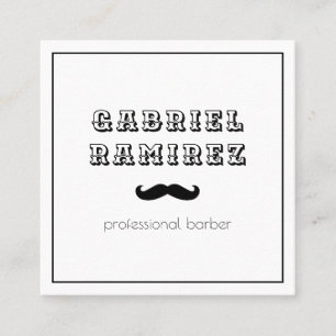 Carte De Visite Carré Simple Moustache Barber Moderne