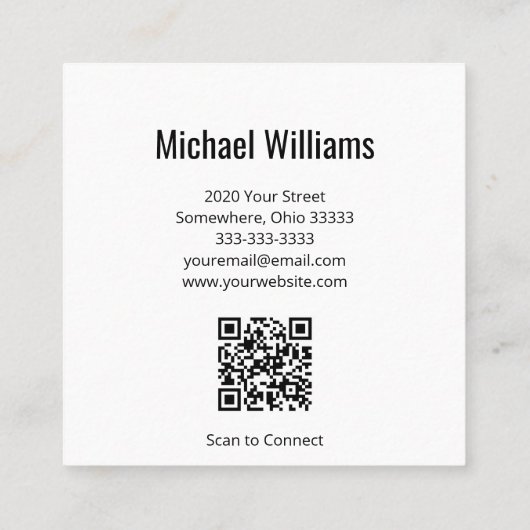 Carte De Visite Carré Simple musique Treble Clef QR code rouge (Dos)